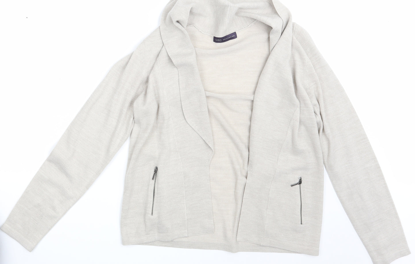 M&S Womens Beige   Wrap Jumper Size M