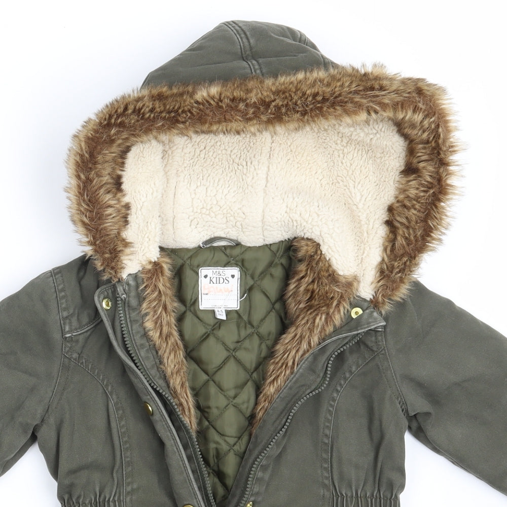 M&S Girls Green  Denim Parka Jacket Size 4-5 Years