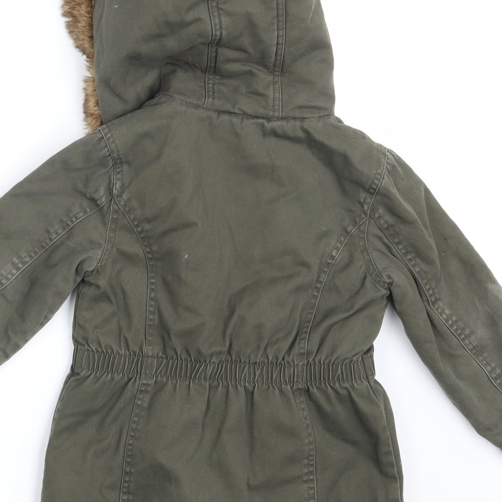 M&S Girls Green  Denim Parka Jacket Size 4-5 Years