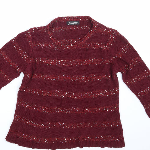 Alexara  Womens Purple Striped  Pullover Jumper Size L
