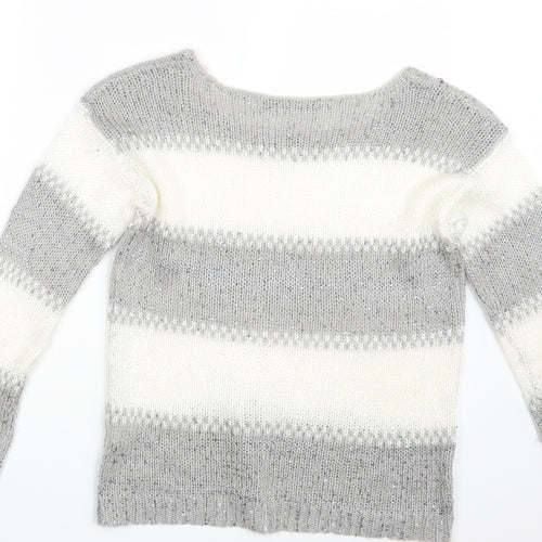 Select Womens Grey Striped  Pullover Jumper Size 10