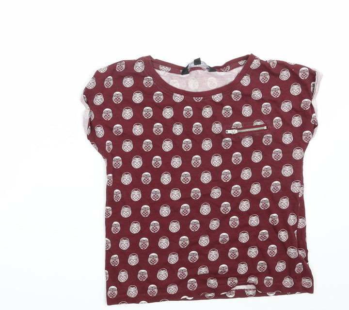 New Look Girls Purple Animal Print  Basic T-Shirt Size 12-13 Years
