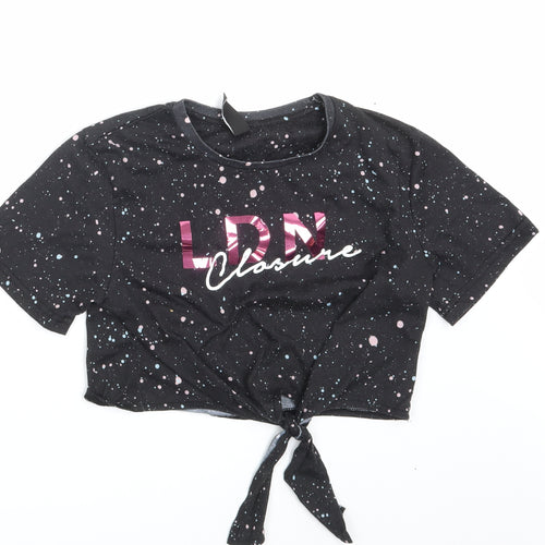 Closure Girls Black Spotted  Basic T-Shirt Size 12-13 Years