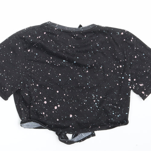Closure Girls Black Spotted  Basic T-Shirt Size 12-13 Years