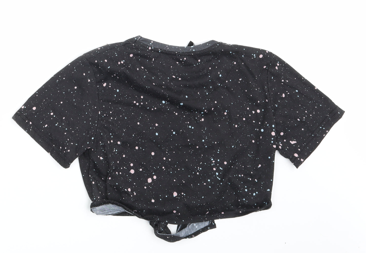 Closure Girls Black Spotted  Basic T-Shirt Size 12-13 Years