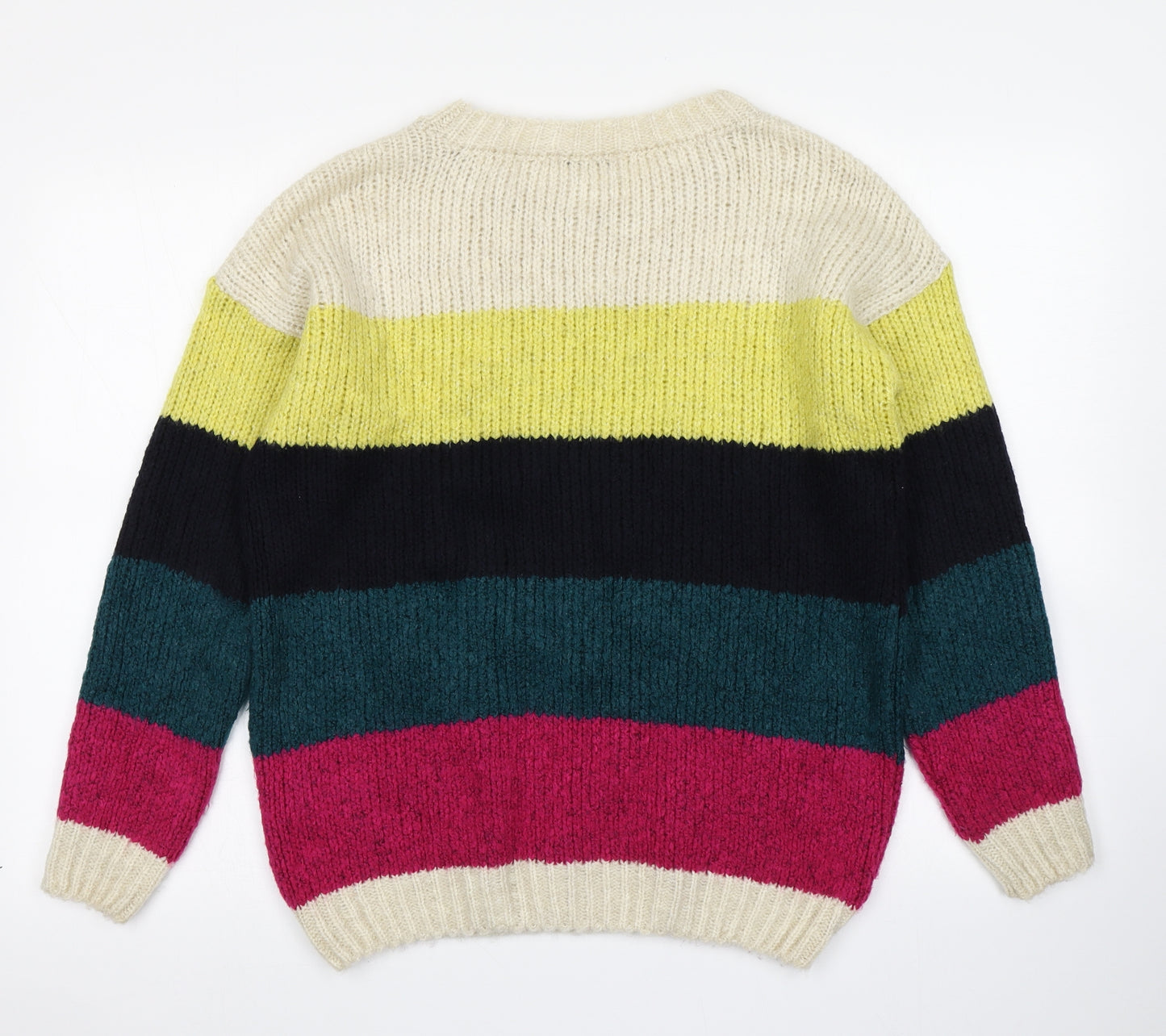 TU Womens Beige Striped Knit Pullover Jumper Size 14