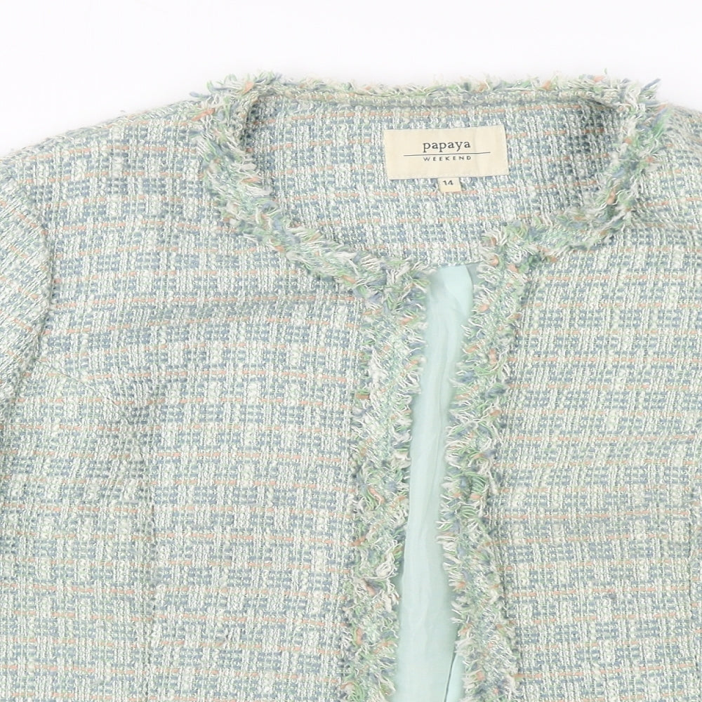 Papaya Womens Green Plaid  Jacket Blazer Size 14