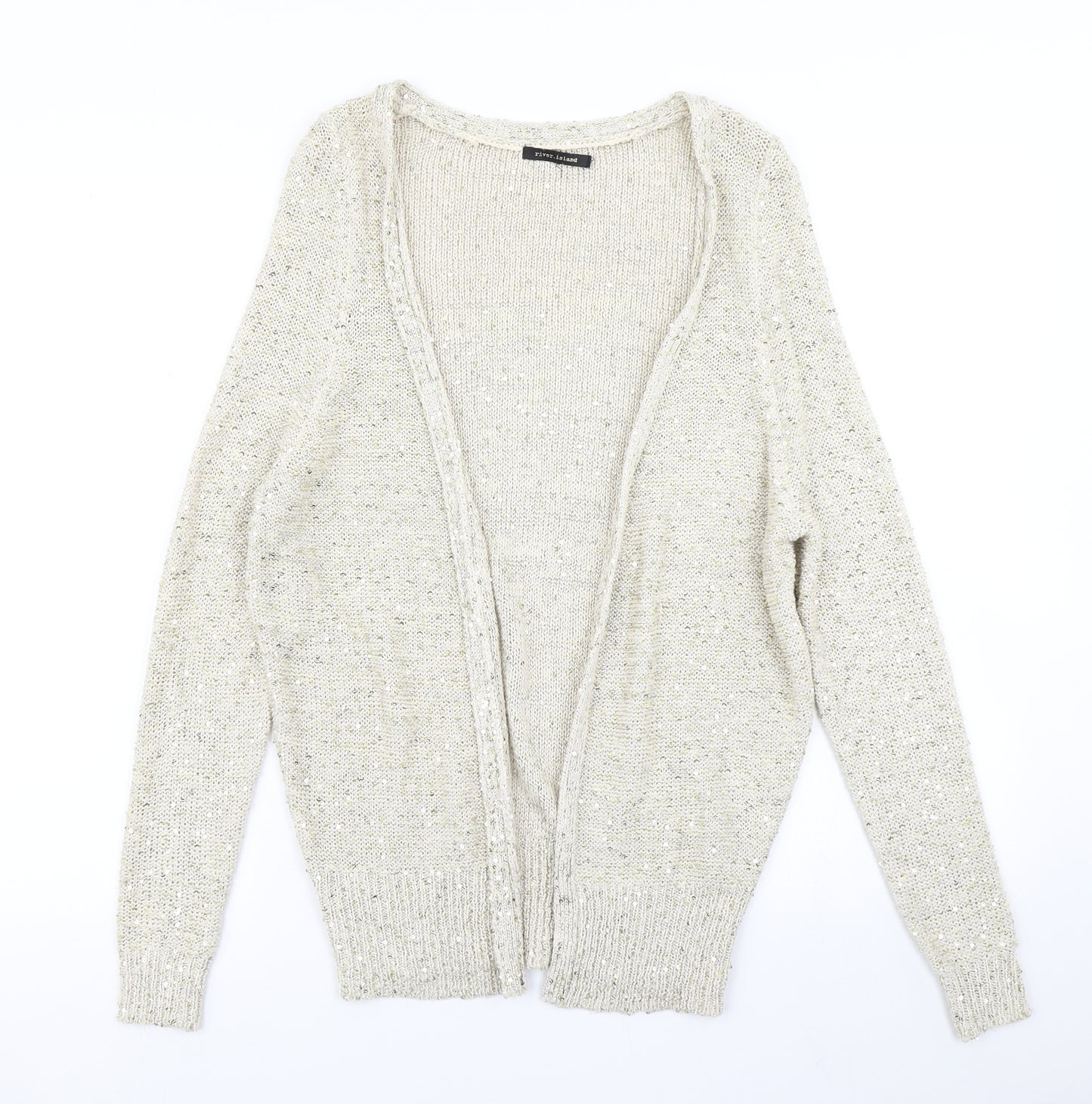 River Island Womens Gold  Knit Cardigan Jumper Size 8