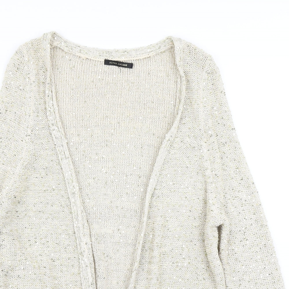 River Island Womens Gold  Knit Cardigan Jumper Size 8