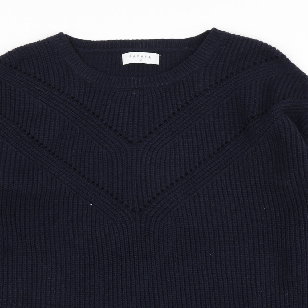 Papaya Womens Blue  Knit Pullover Jumper Size M