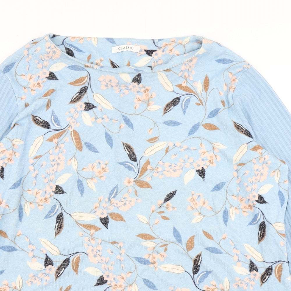 Classic Womens Blue Floral  Basic T-Shirt Size 20