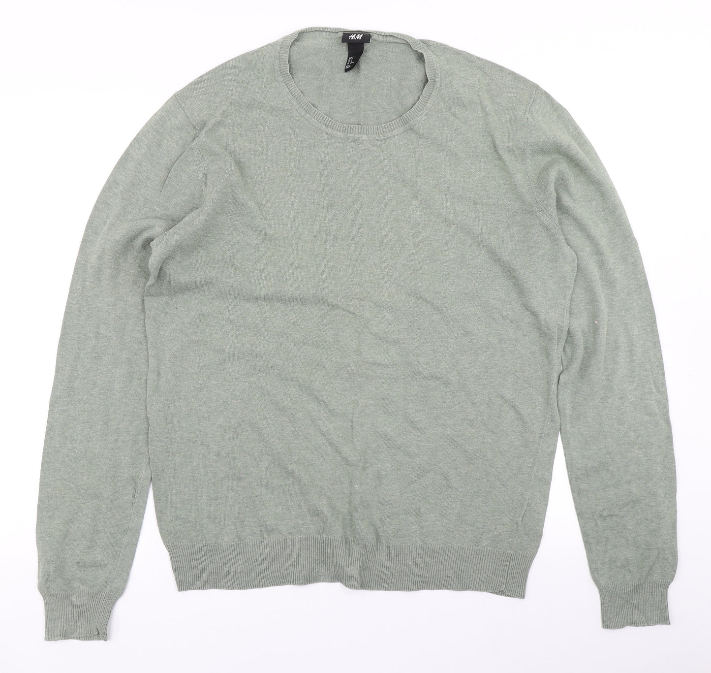 H&M Mens Green  Knit Pullover Jumper Size L