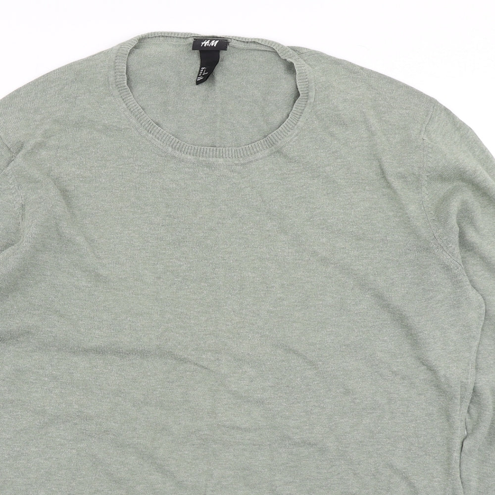 H&M Mens Green  Knit Pullover Jumper Size L