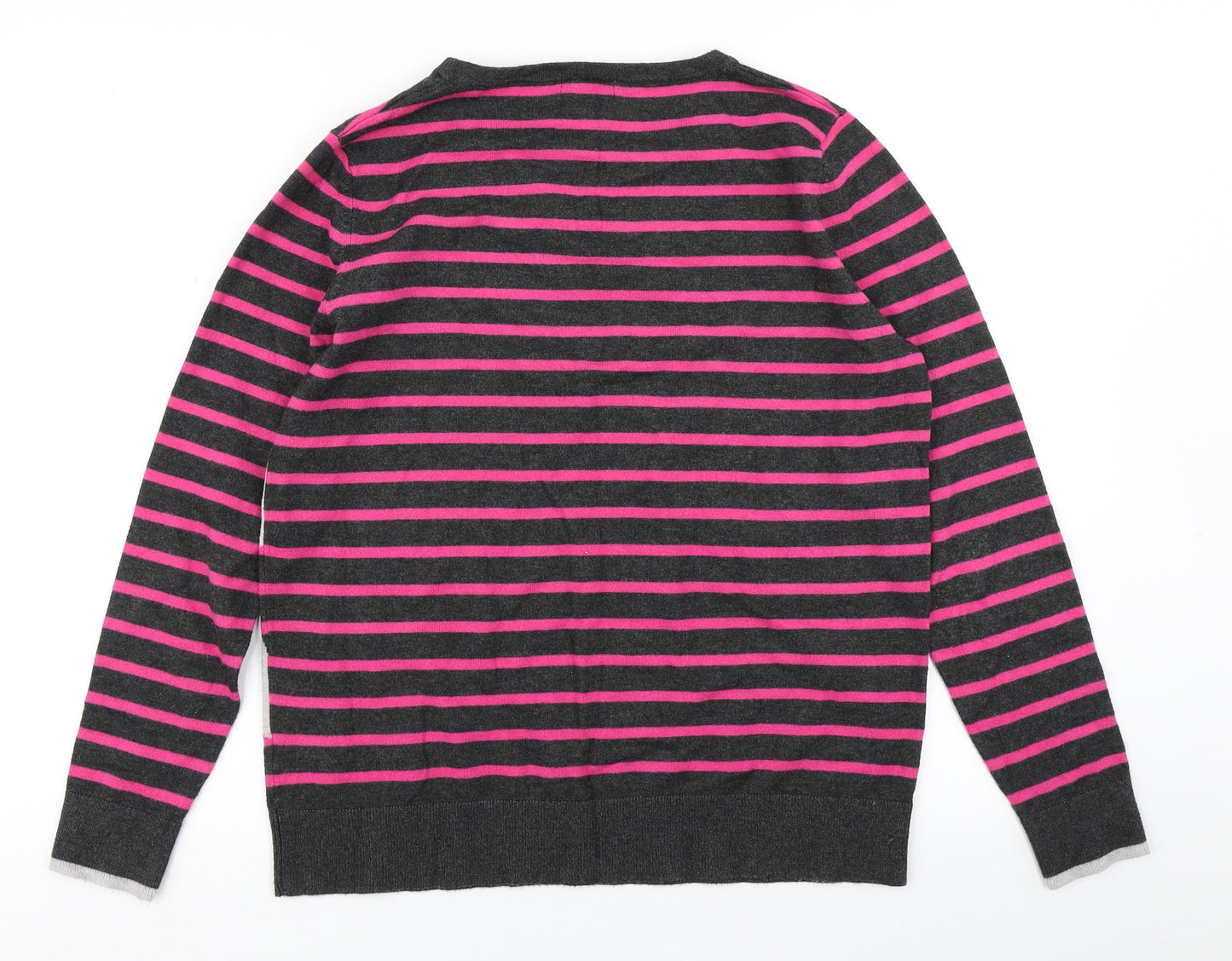M&Co Womens Black Striped Knit Pullover Jumper Size 14