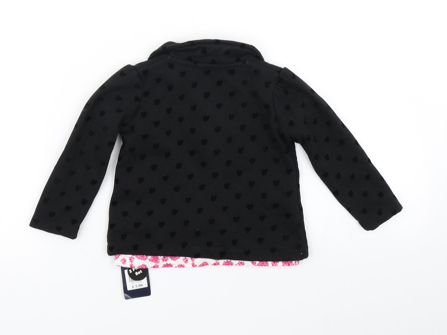 Early Days Girls Black Spotted  Basic Blouse Size 9-12 Months  - 2 Piece set