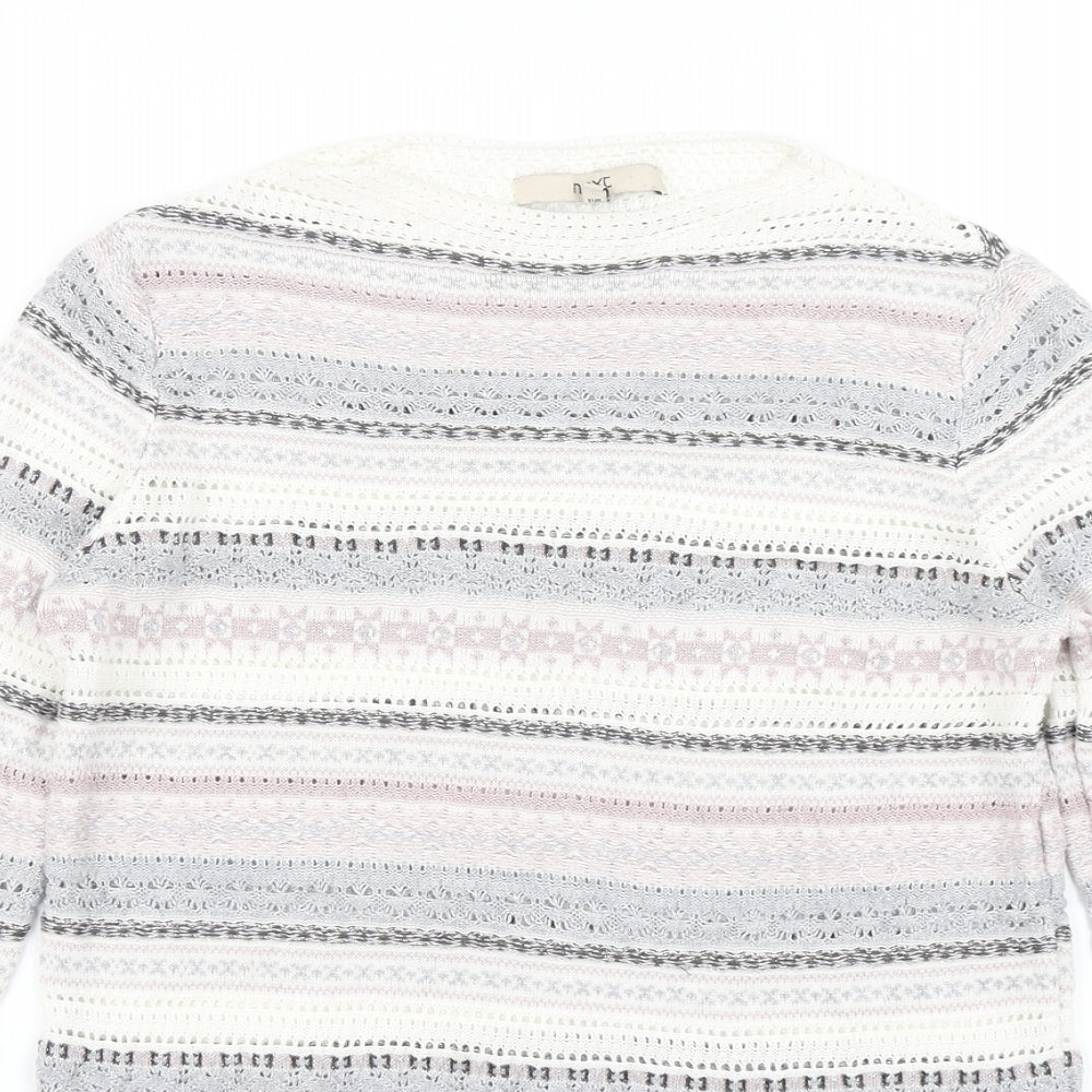 NEXT Womens Pink Fair Isle Knit Pullover Jumper Size 10