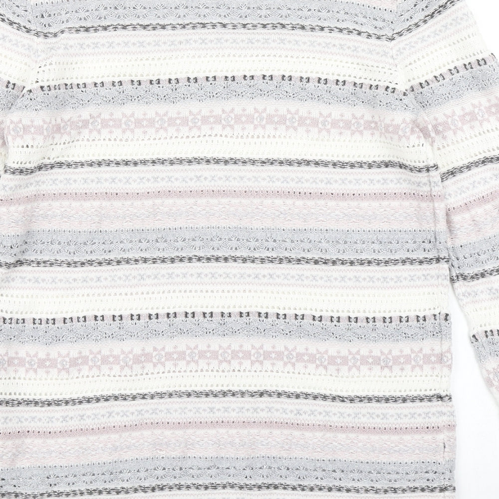 NEXT Womens Pink Fair Isle Knit Pullover Jumper Size 10