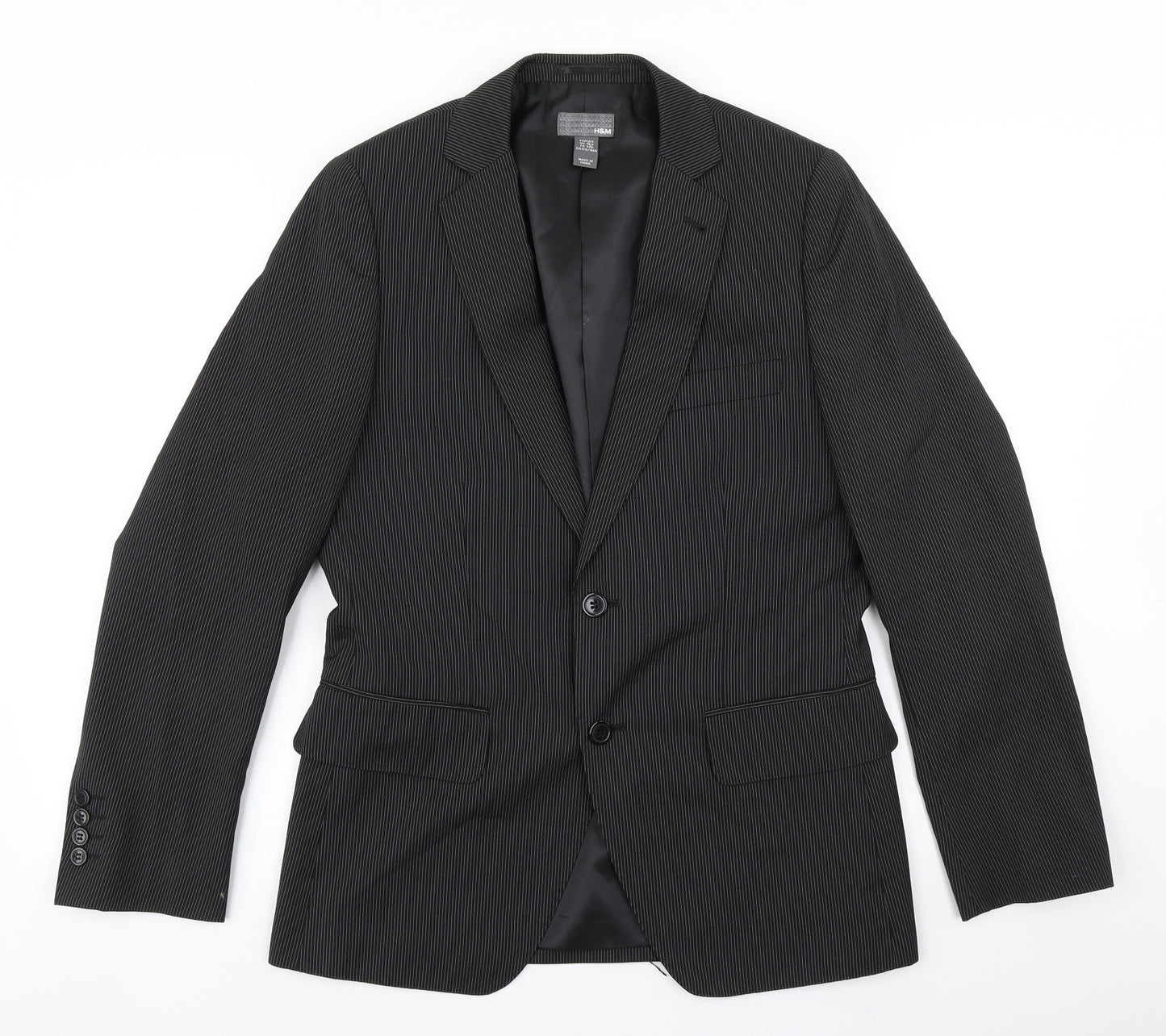 H&M Mens Black Striped  Jacket Blazer Size S
