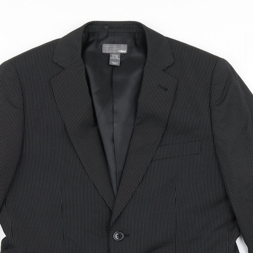 H&M Mens Black Striped  Jacket Blazer Size S