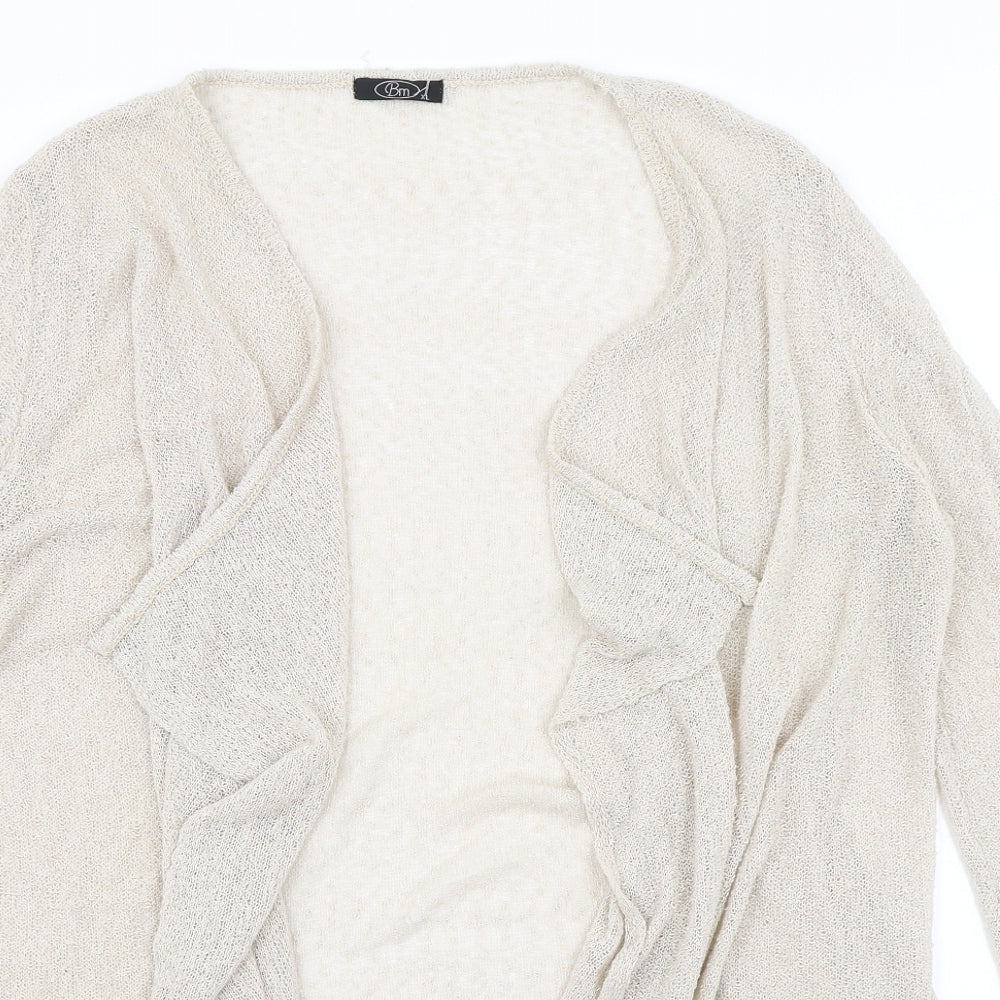 BM Womens Beige  Knit Cardigan Jumper Size XL