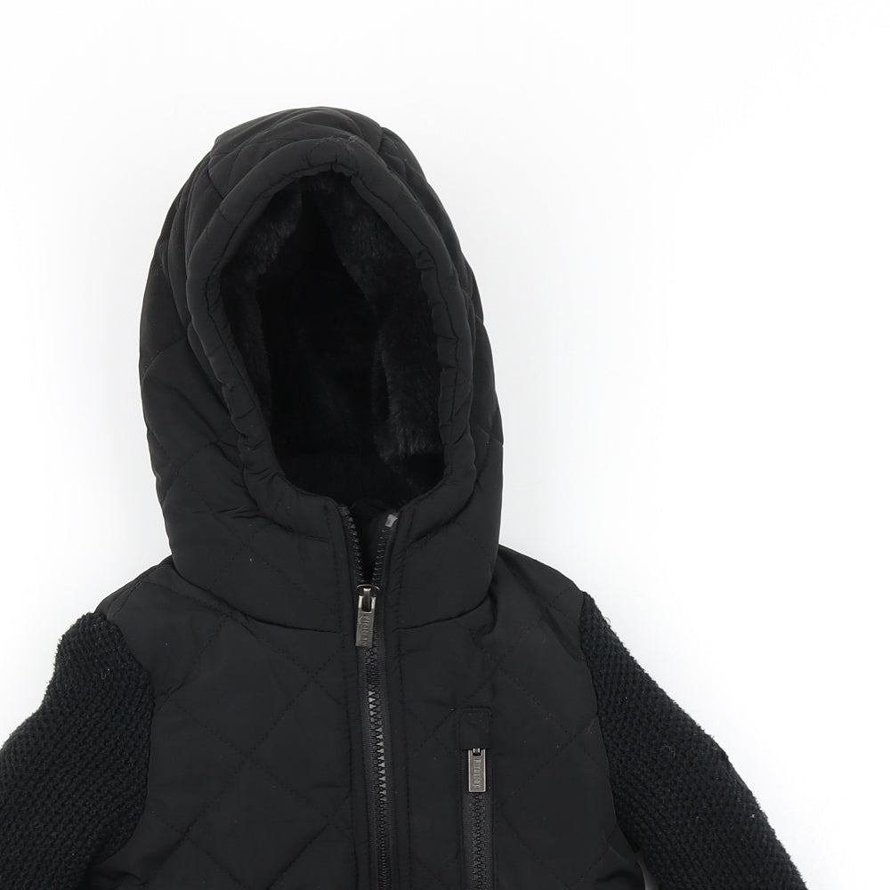 Firetrap Boys Black   Parka Coat Size 4-5 Years  - Knitted sleeves