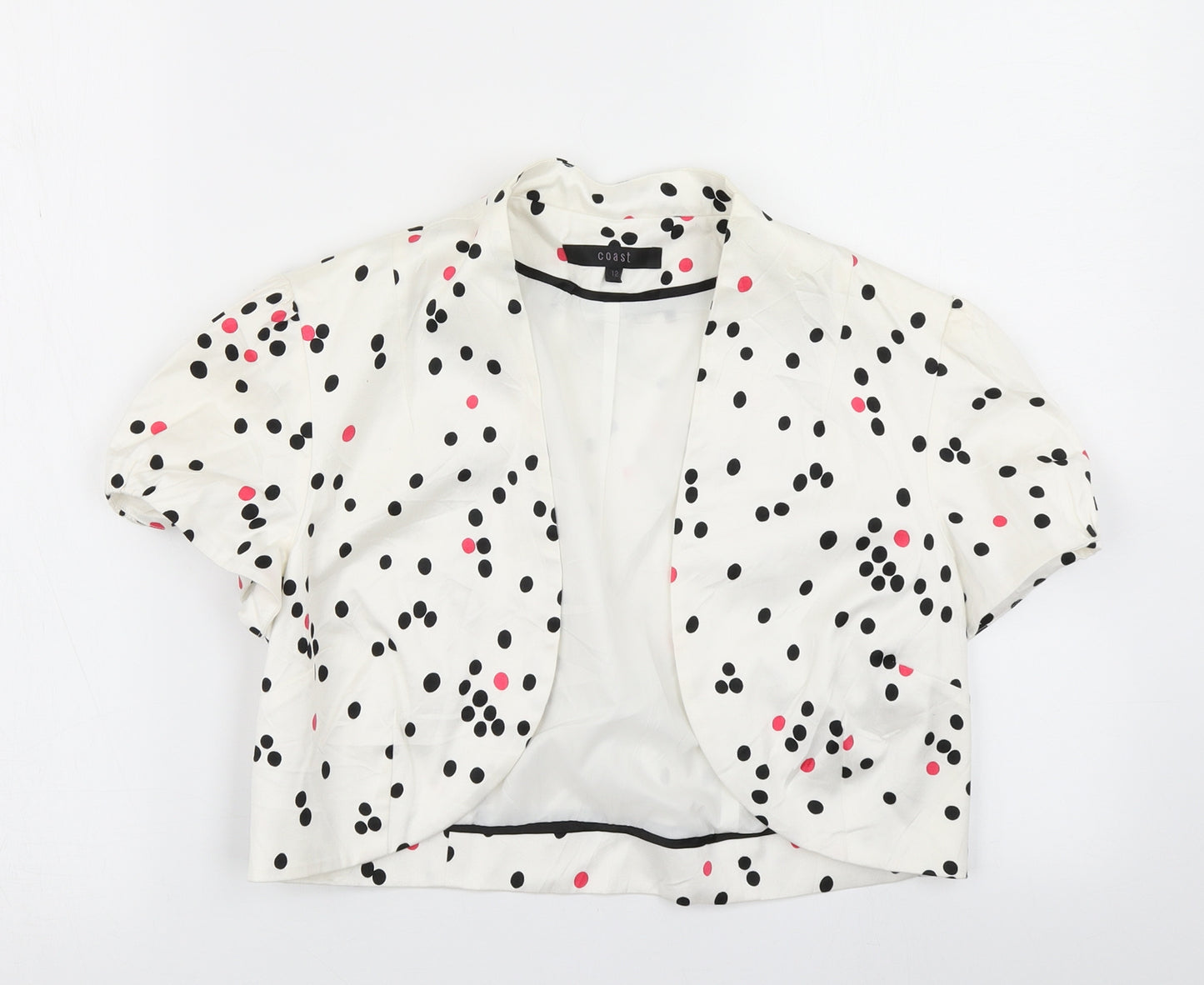 Coast Womens White Spotted  Jacket Blazer Size 12