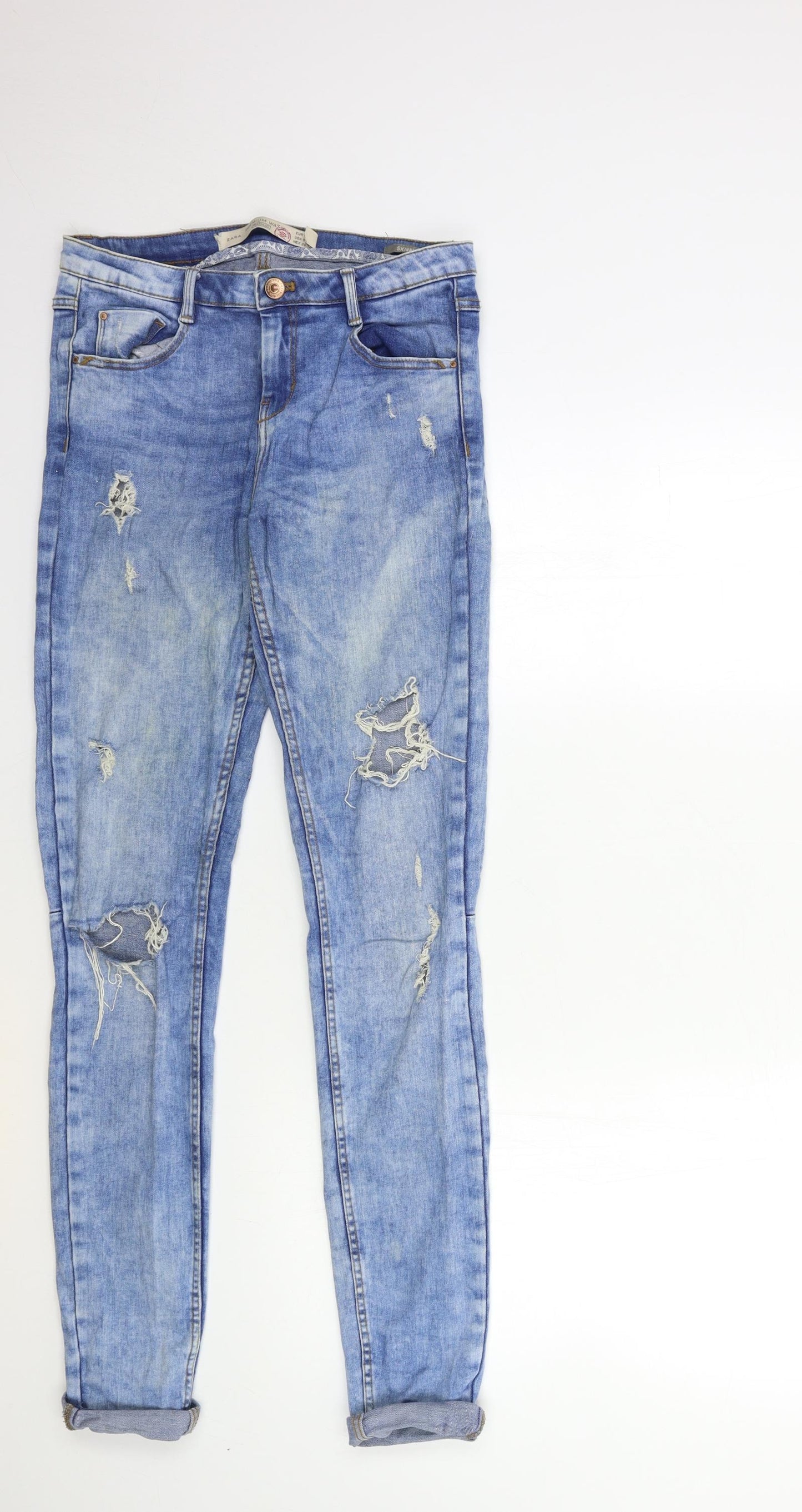 Zara Womens Blue  Denim Skinny Jeans Size 8 L31 in