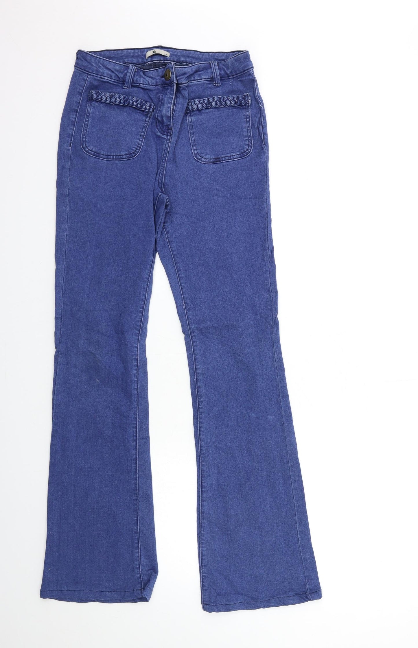 TU Womens Blue  Denim Flared Jeans Size 12 L30 in