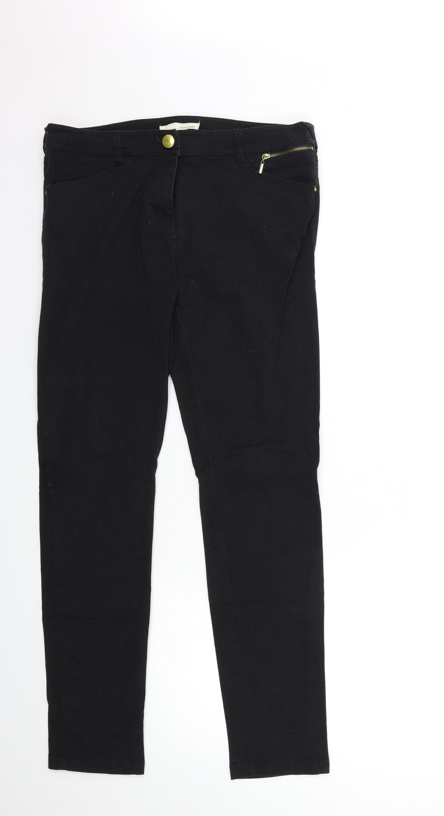River Island Womens Black  Denim Straight Jeans Size 14 L30 in