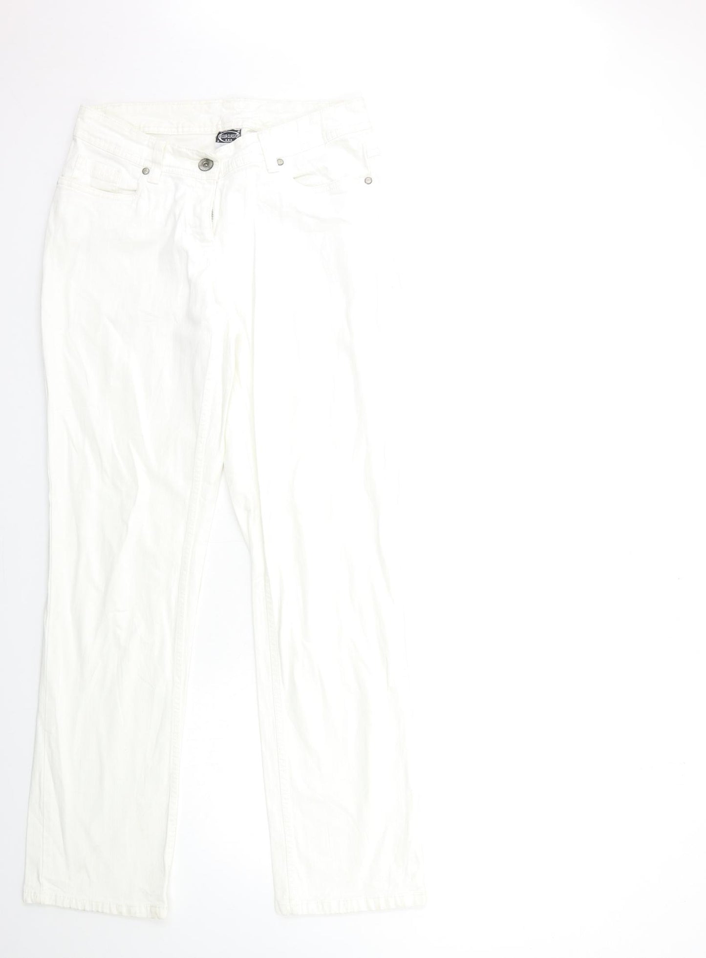 Classic Womens White  Denim Straight Jeans Size 12 L32 in