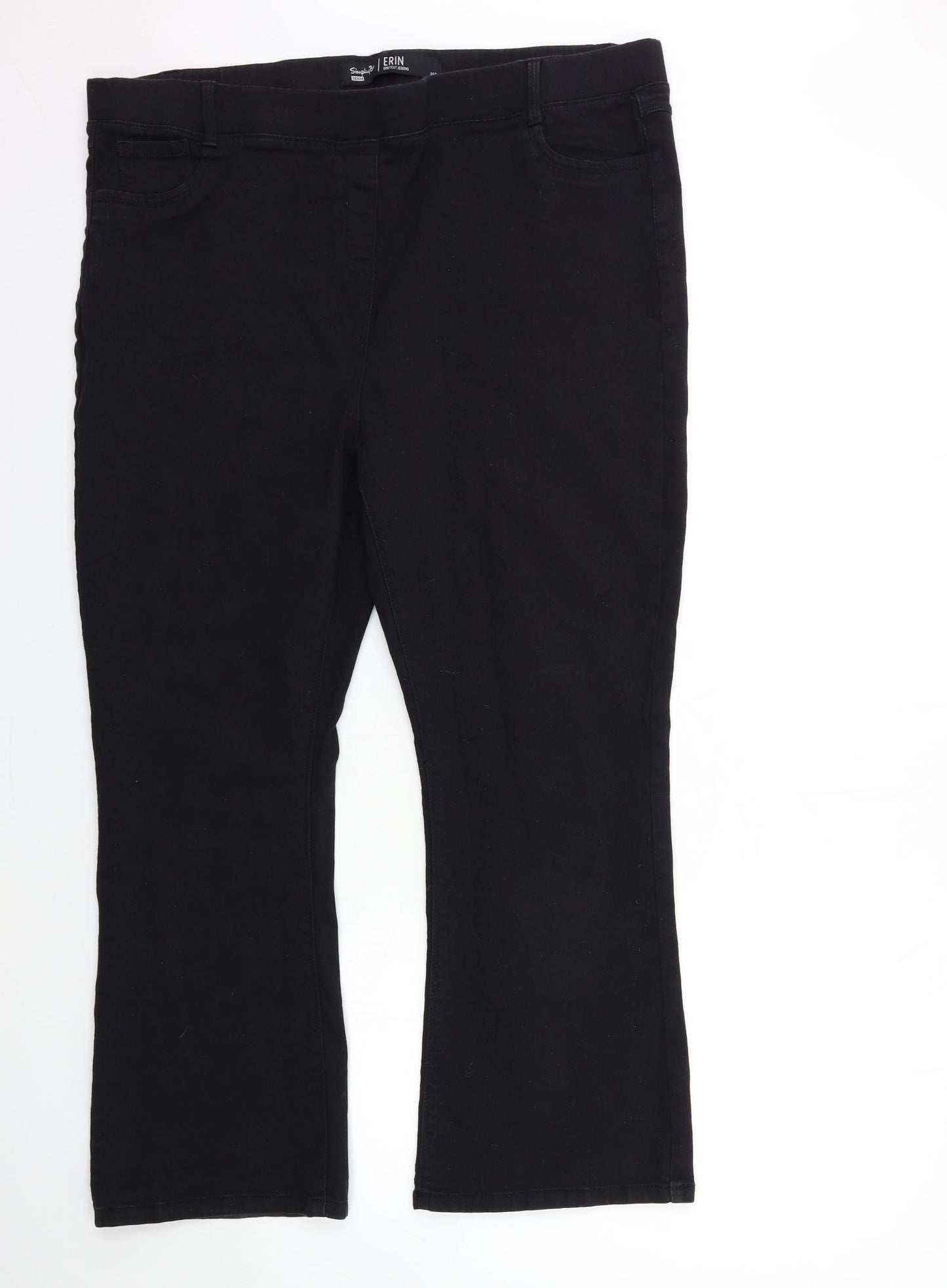Simply Be Womens Black  Denim Bootcut Jeans Size 24 L28 in