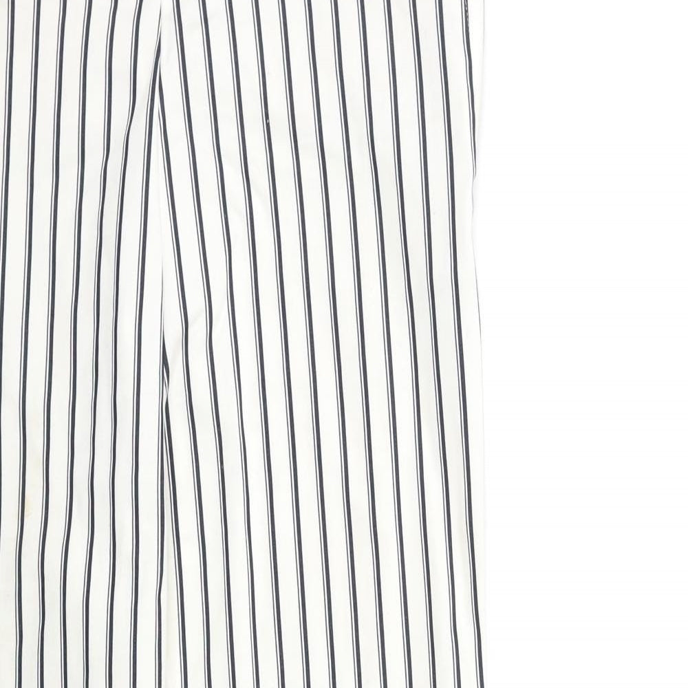 H&M Womens White Striped  Trousers  Size 14 L27 in