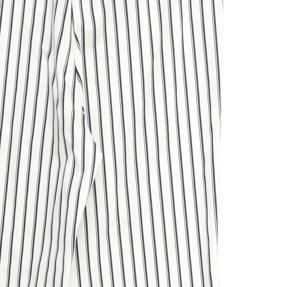 H&M Womens White Striped  Trousers  Size 14 L27 in