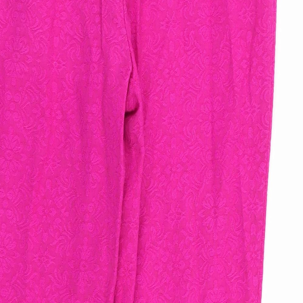 Papaya Womens Pink Floral  Trousers  Size 10 L27 in