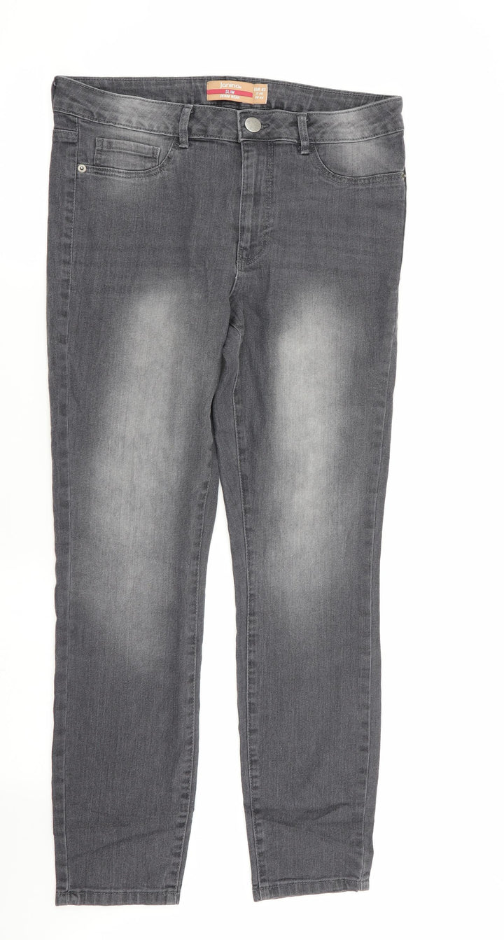 Janina Womens Grey Skinny Jeans Size 14 L29 in