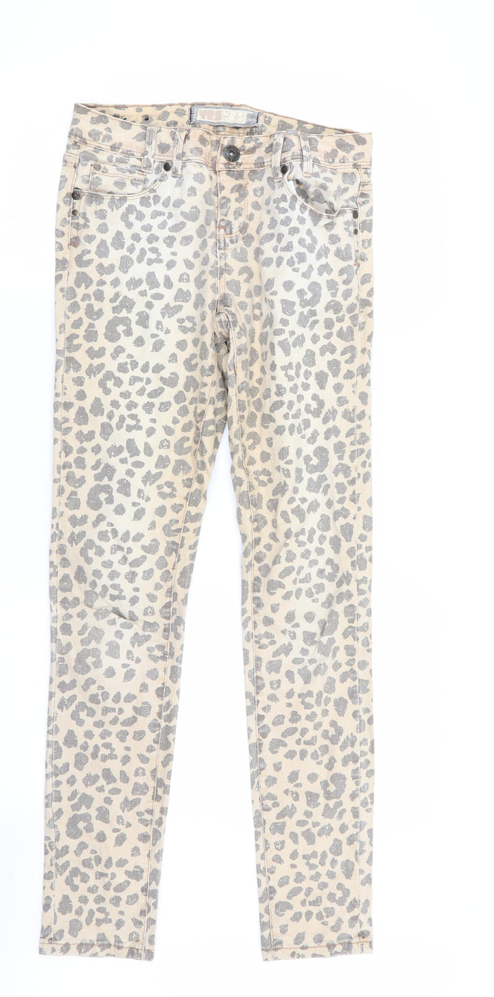 yesyes Womens Multicoloured Animal Print  Skinny Jeans Size 8 L30 in