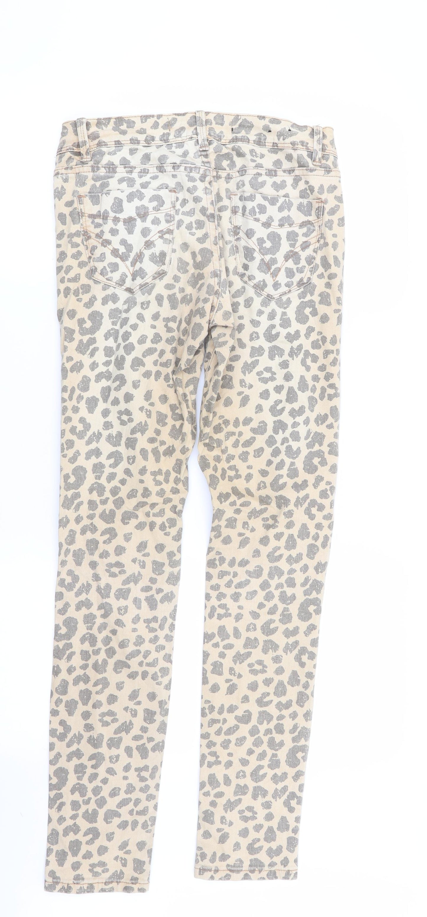 yesyes Womens Multicoloured Animal Print  Skinny Jeans Size 8 L30 in