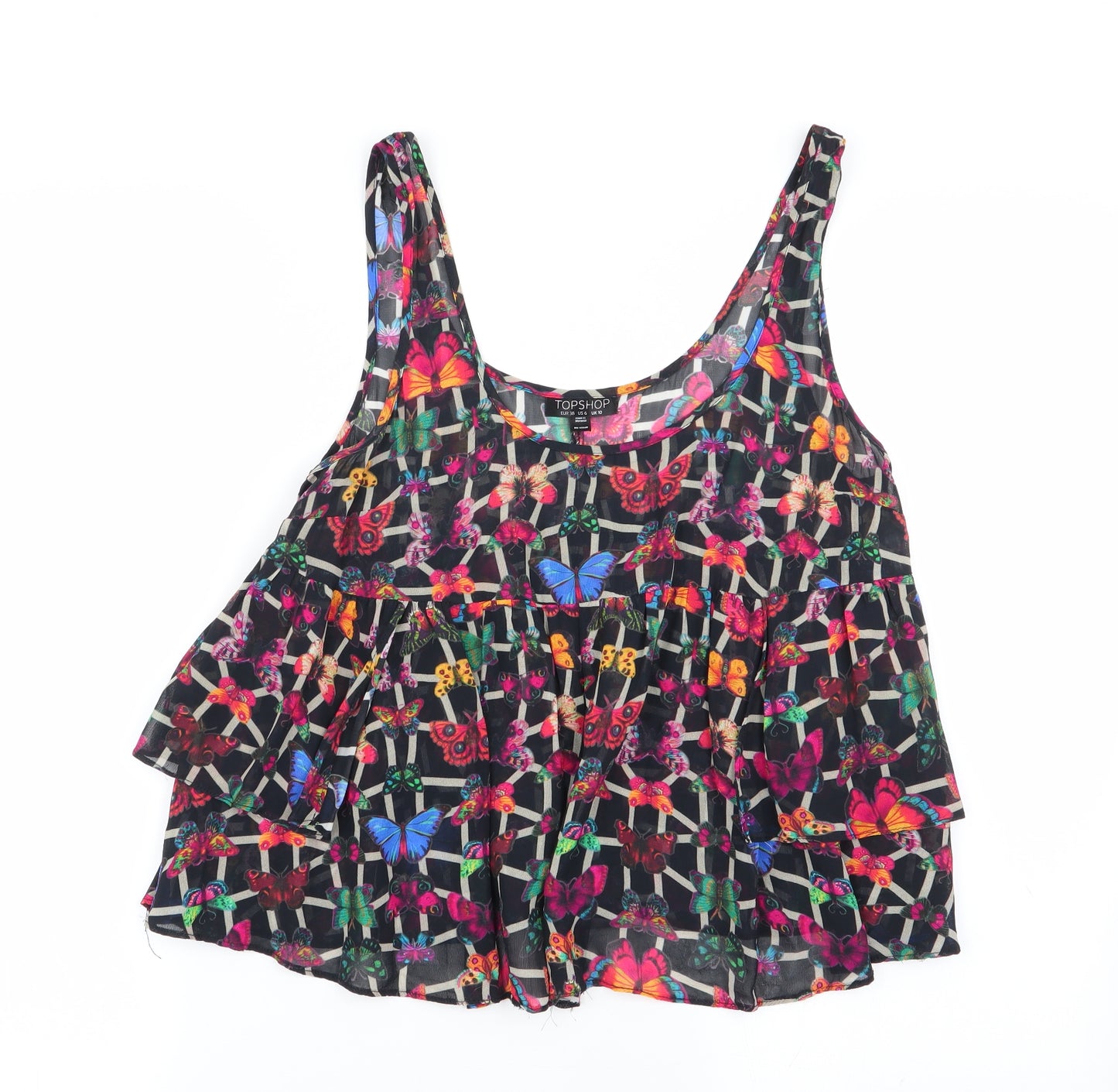 Topshop Womens Multicoloured Geometric  Basic Blouse Size 10