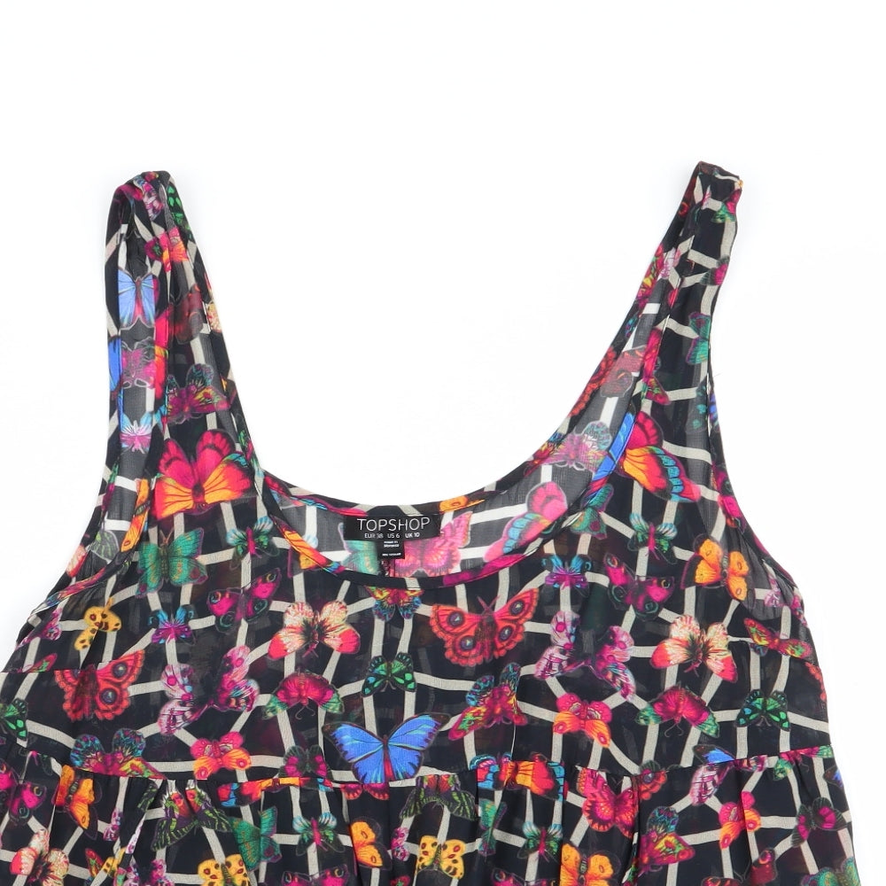 Topshop Womens Multicoloured Geometric  Basic Blouse Size 10