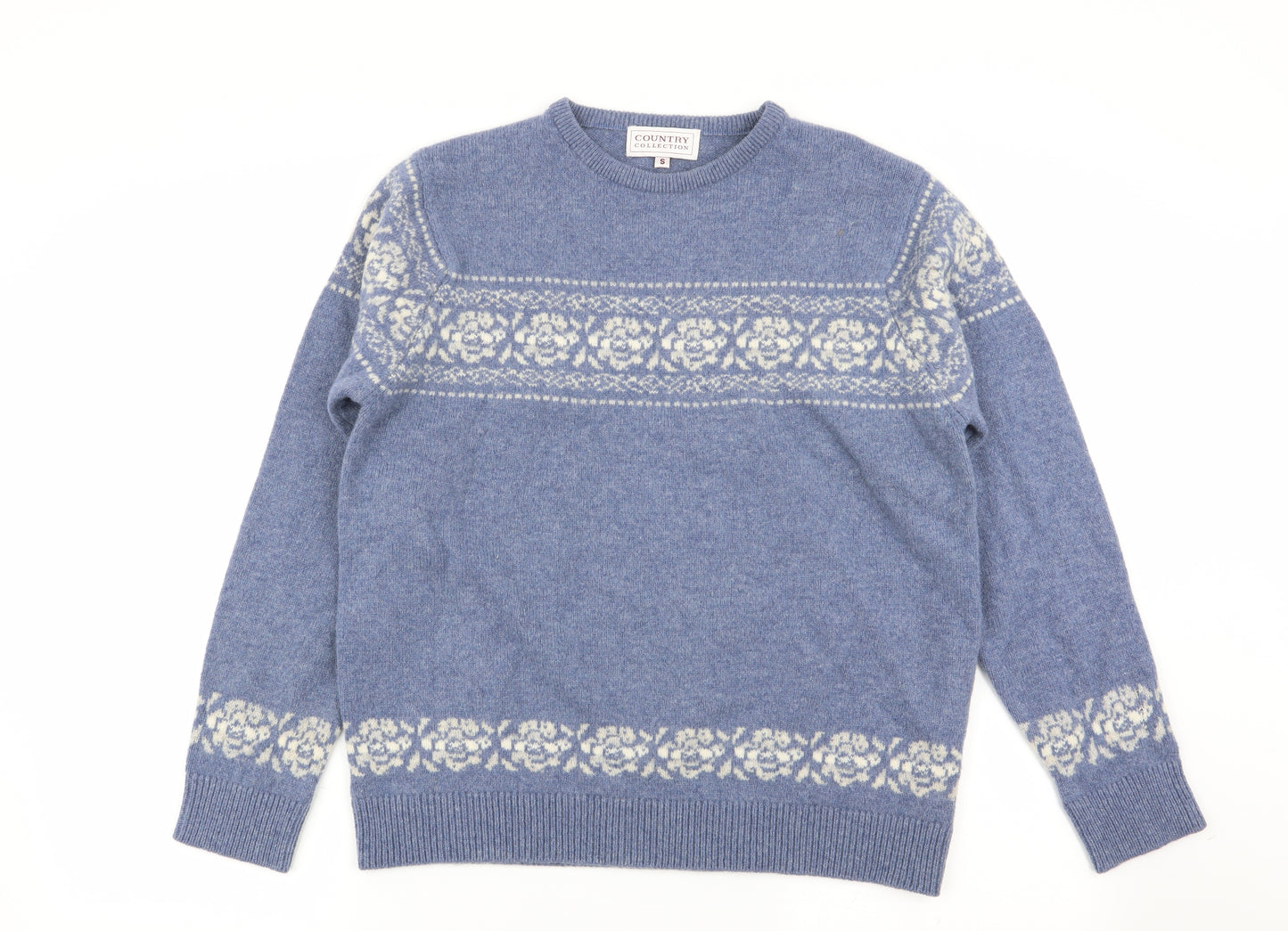 Country Casuals Mens Blue Geometric  Pullover Jumper Size S