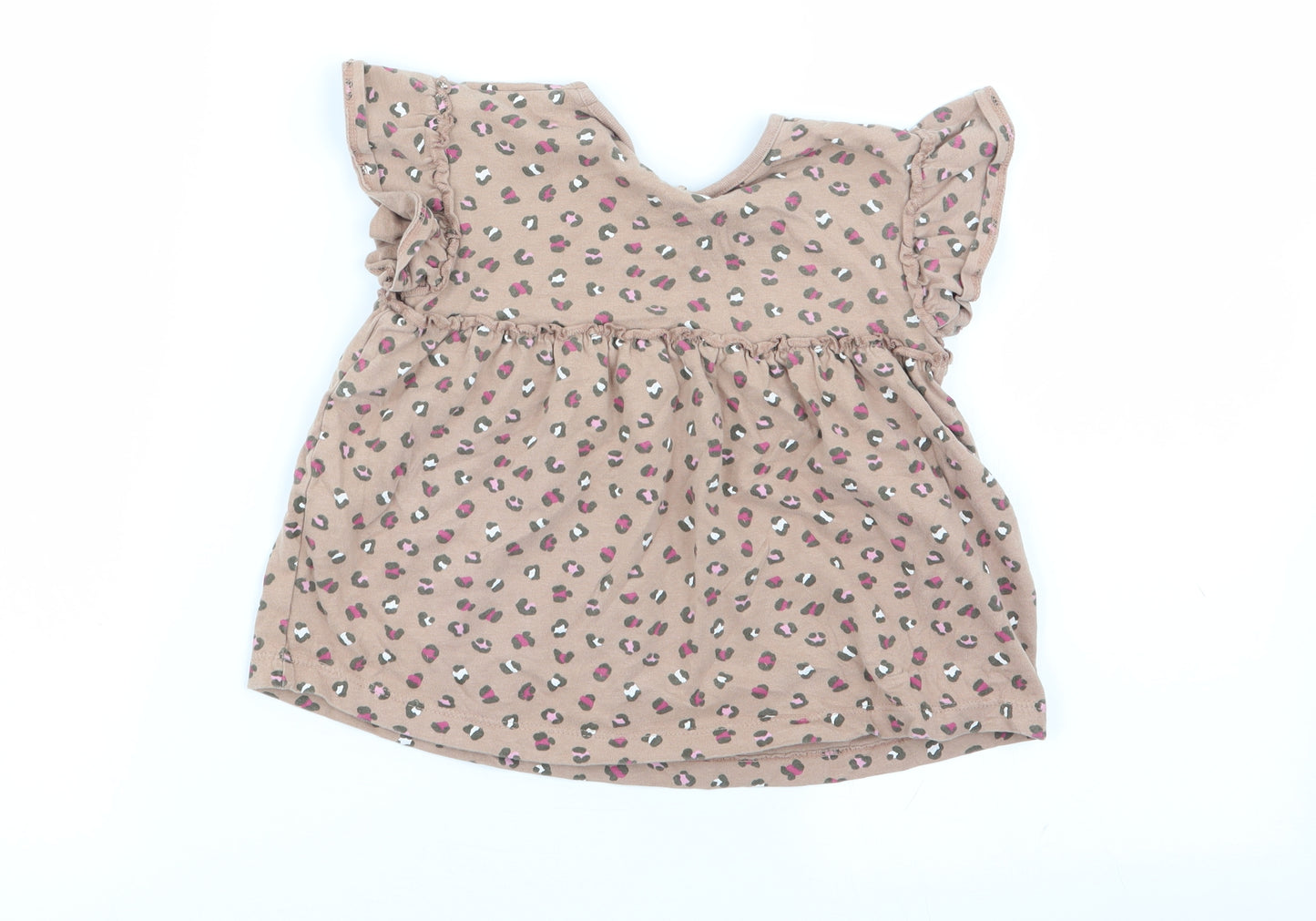 Asda George Girls Brown Animal Print  Basic T-Shirt Size 2-3 Years