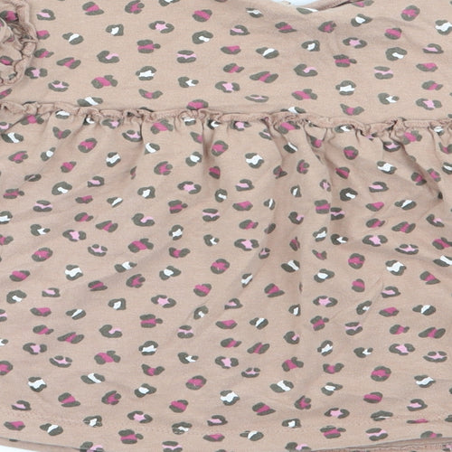 Asda George Girls Brown Animal Print  Basic T-Shirt Size 2-3 Years