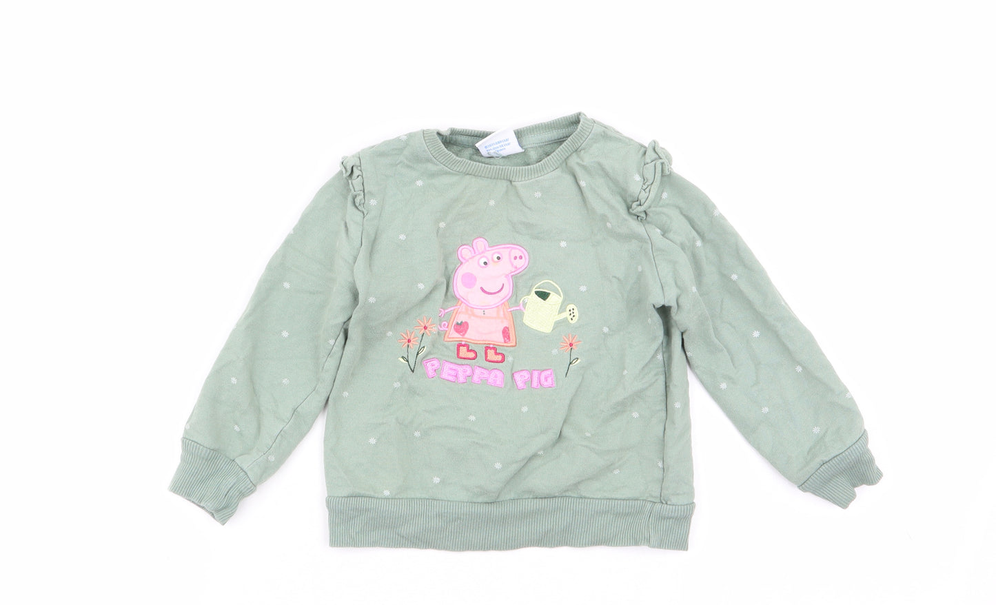 Asda George Girls Green Floral  Pullover Jumper Size 2-3 Years  - peppa pig