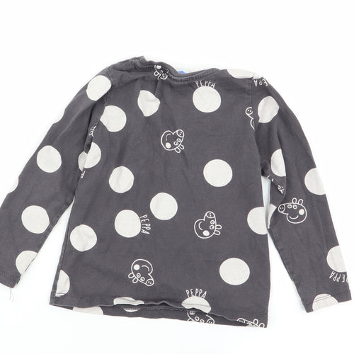 Asda George Girls Grey Polka Dot  Basic T-Shirt Size 2-3 Years  - peppa pig