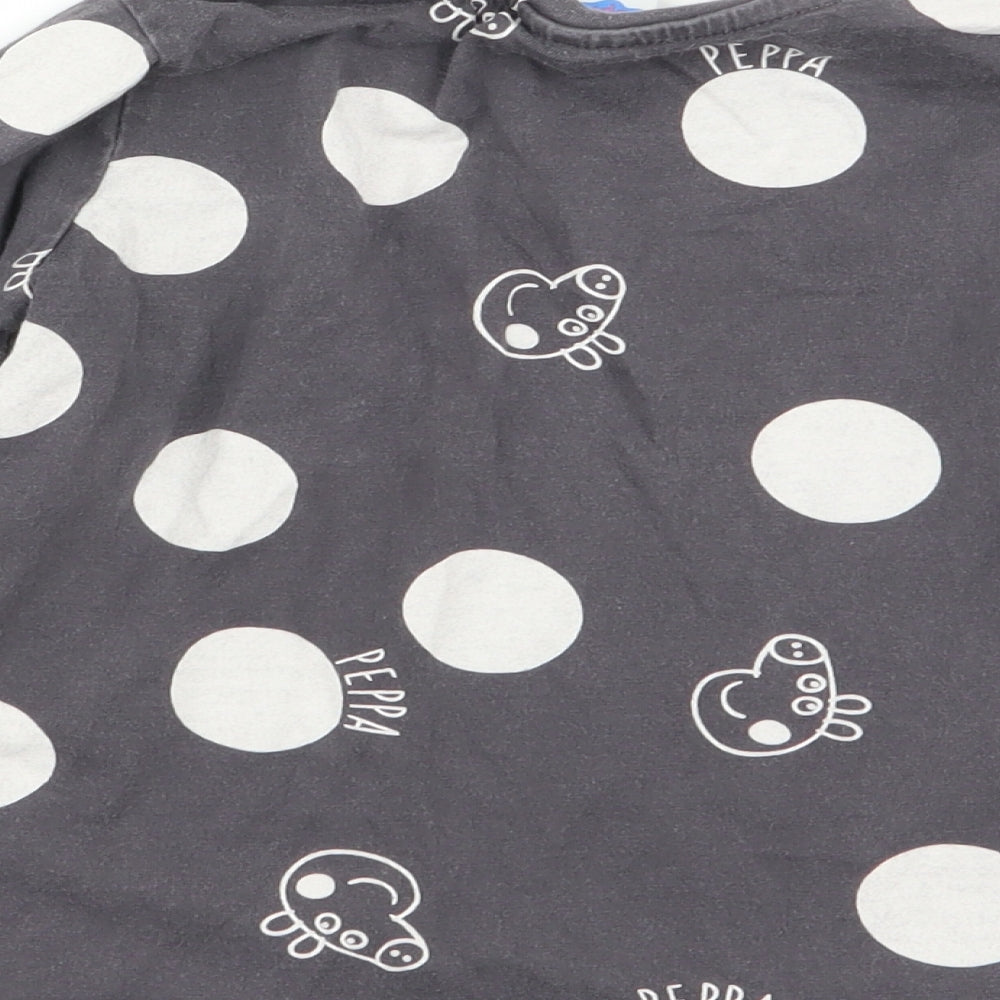 Asda George Girls Grey Polka Dot  Basic T-Shirt Size 2-3 Years  - peppa pig