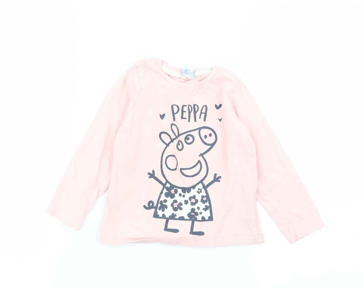 Asda George Girls Pink   Basic T-Shirt Size 2-3 Years  - peppa pig