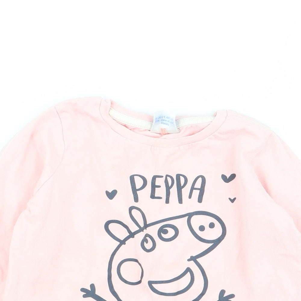 Asda George Girls Pink   Basic T-Shirt Size 2-3 Years  - peppa pig
