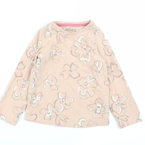 Nutmeg Girls Beige Floral  Basic T-Shirt Size 3-4 Years