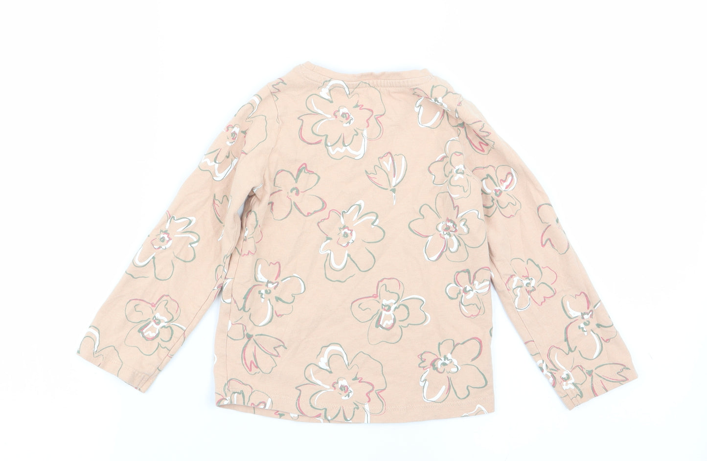 Nutmeg Girls Beige Floral  Basic T-Shirt Size 3-4 Years