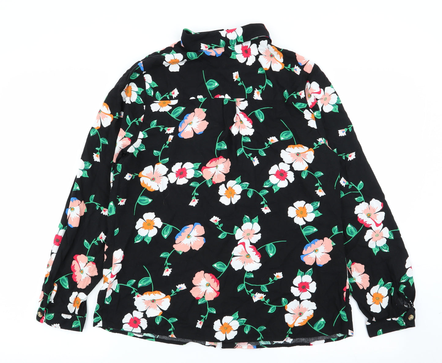 Papaya Womens Black Floral  Basic Button-Up Size 14